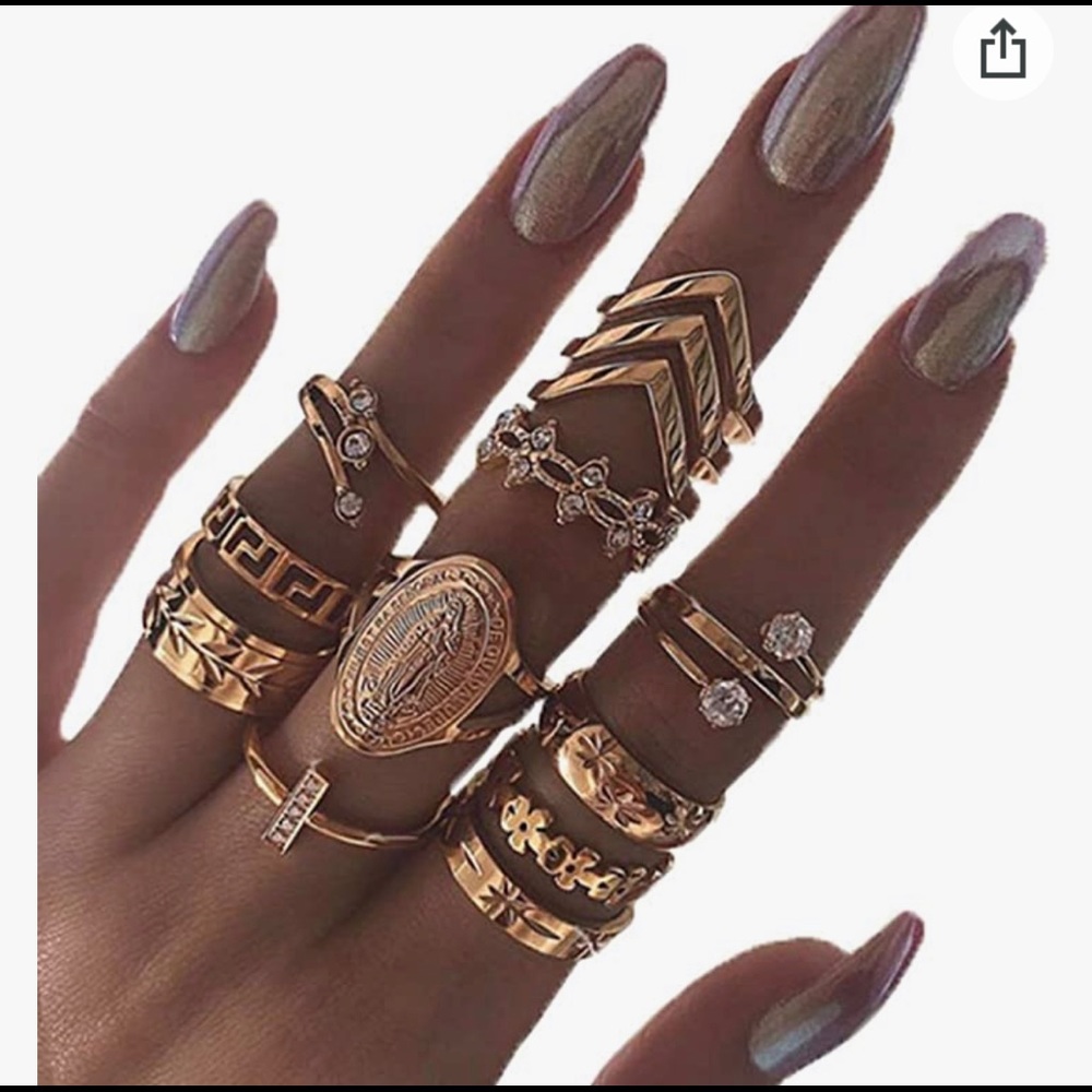 Set of 13 knuckle rings, gold